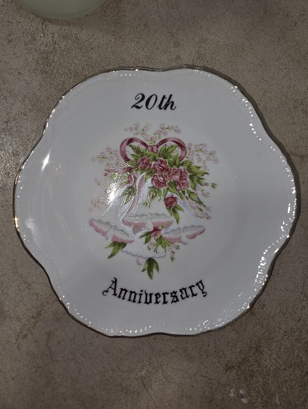 Vintage 20th Anniversary Pink Rose Decorative Plate 7”